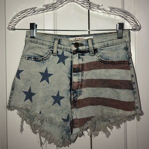 american flag denim shorts